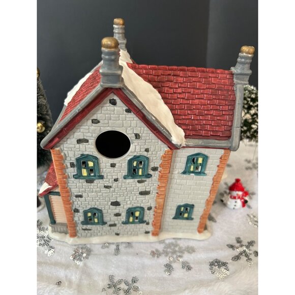 Christmas Village Scene With Accessories - Apres Ski Shop Trees Santa & Snowman - Picture 7 of 15